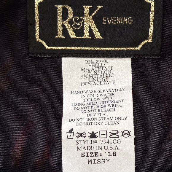 R&K EVENING Missy 18 Black Velvet With Silver Sparkle Button Down Evening Jacket - Picture 5 of 5